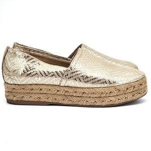 Naturalizer Thea 3 Espadrille Platform Slip-On Shoes Gold Metallic Womens Size 8